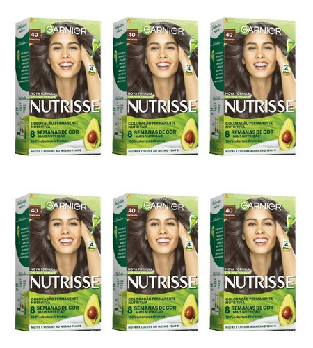  Garnier  Coloraçao nutrisse 40 castanho-kit c/6un. tom castanho