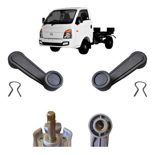 02 Manivela Vidro Maçaneta P/ Hyundai Hr 05 A 2022 Reforçada