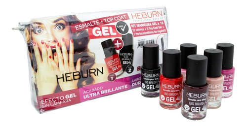 Heburn Set 15 Esmaltes Efecto Gel Uñas Sin Cabina Uv 141.6