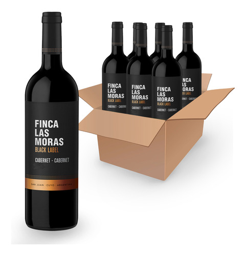 Vino Tinto Black Label Las Moras Cabernet 0.75lts Caja 6 Und