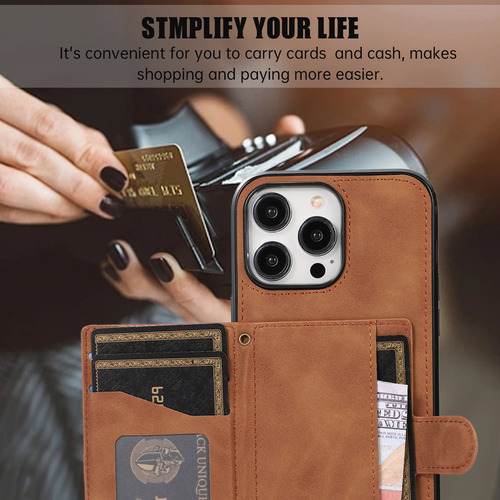 Funda Tipo Cartera De Piel Con Cordón Para iPhone Con Correa