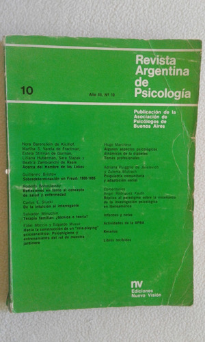 Revista Argentina De Psicologia-nº10 Y 9-nueva Vision