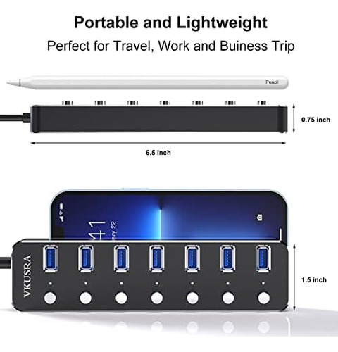Concentrador Usb, Concentrador Usb 3.0 De 7 Puertos Vkusra C