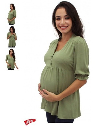 Imagem 2 de 2 de Blusa Gestante Amamentação Modelo Betina