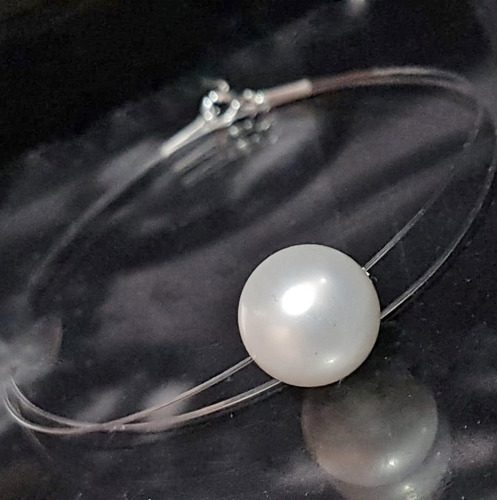 Imagem 3 de 7 de Pedras - Colar Fio De Nylon E Pérola Branca 14mm, Cód258c91