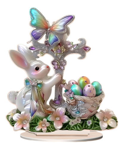 Letrero De Mesa Con Escena De Huevo Y De Pascua