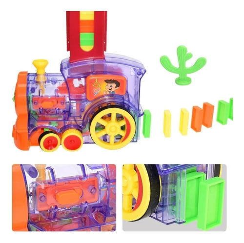 Imagen 3 de 8 de Tren Dominó Para Niños, Juego De Bloques De Construcción,