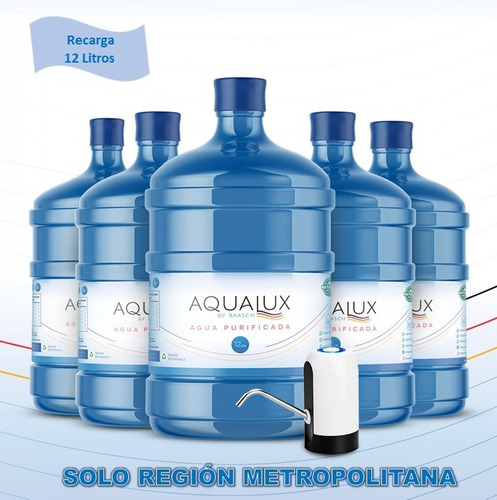 Agua Purificada 5 Recarga 12ltrs + Dispensador Usb Eléctrico