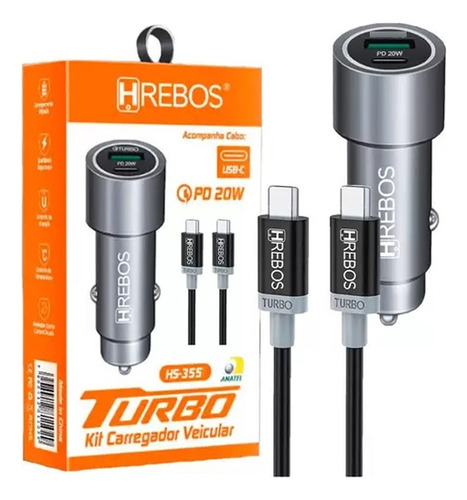 Carregador Veicular Turbo 20w Usb-c Para iPhone 15 15 Pro Cor Prateado