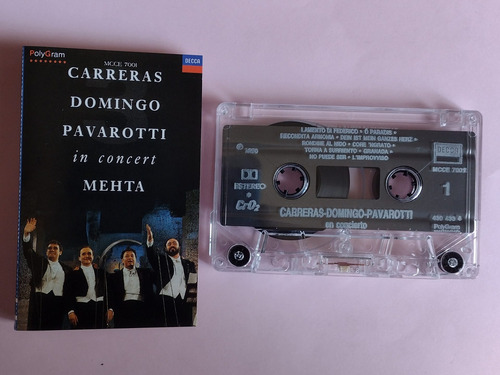 Carreras Domingo Pavarotti In Concert Mehta Cassette (Usado)