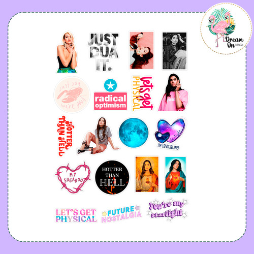 Kit Digital Imprimible - Dua Lipa Entrada + Stickers