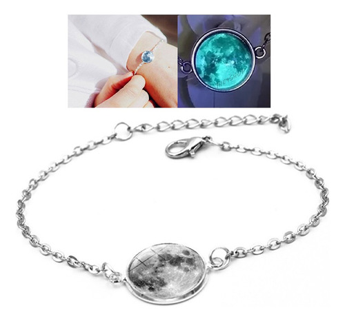 Pulsera Luna Llena Brilla Oscuridad Moda Brillante Envió 3d