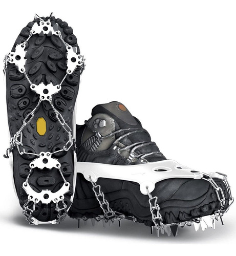 Crampones Para Botas De Nieve, 24 Puntas. Talla L - Blanco.