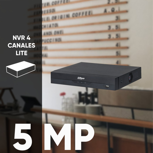 Dahua Dvr 4 Canales Xvr5104hs-i3 Resolución De 5mp Soporta 4 Canales + 2 Ip O Hasta 6 Canales Ip Lite H.265 + Wizsense Reconocimiento Facial Protección Perimetral Sdm Plus 1 Puerto Sata Color Negro