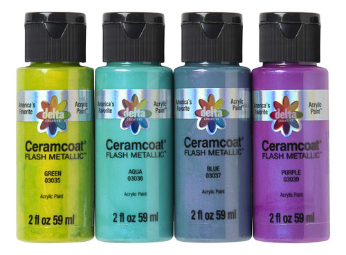 Delta Creative Juego De 4 Pinturas Acrílicas Ceramcoat De 2