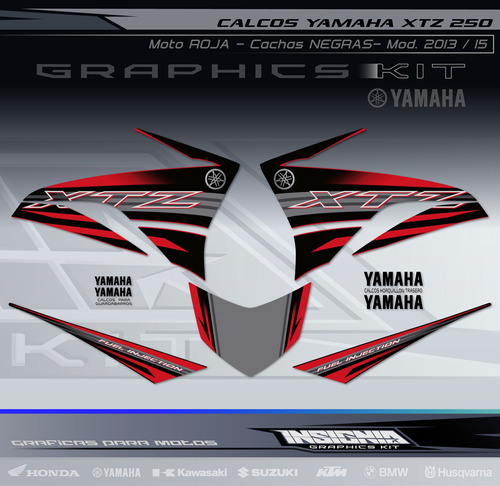 Calcos Yamaha Xtz 250 - Moto Roja - 2013 - 15 - Insignia