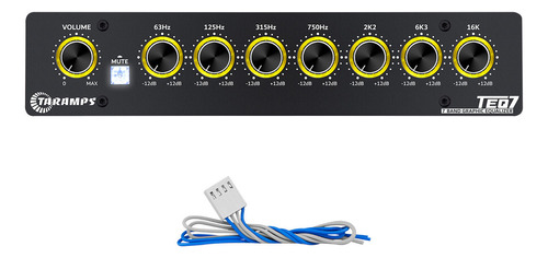 Equalizador Grafico 7 Bandas Estereo Teq7 Taramps Amarelo Teq7 12v Stereo Equalização Som Automotivo