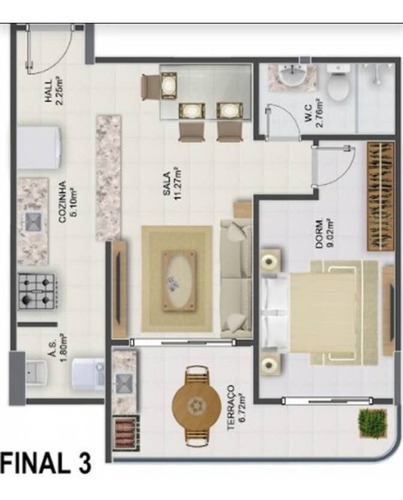 Imagem 1 de 1 de Apartamento, 1 Dorms Com 45 M² - Aviação - Praia Grande - Ref.: Gf69 - Gf69