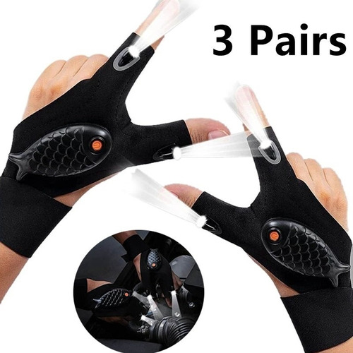 3 Pares De Guantes De Luz Nocturna Con Linterna Led