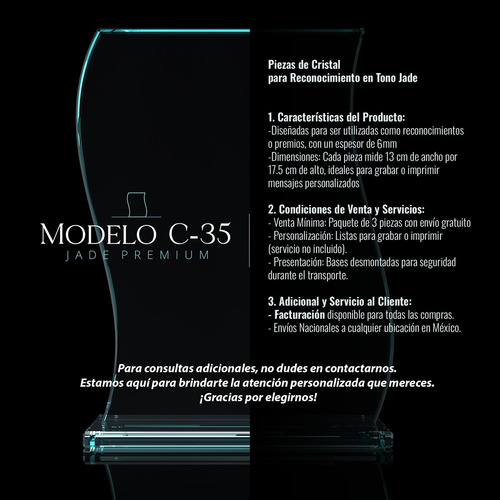 14 Cristales Para Reconocimientos Sin Grabar 6mm Mod C-35