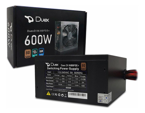 Fonte De Alimentação Duex Dx-600fse+ 600w 80 Plus Bronze Cor Preto