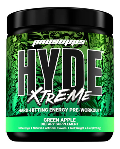 Prosupps Hyde Xtreme Pre Entrenador 30 Servicios Manzana Verde