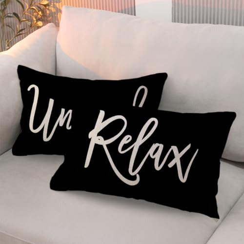 Juego De 2 Fundas De Almohada 30 X 50 Cm Negro