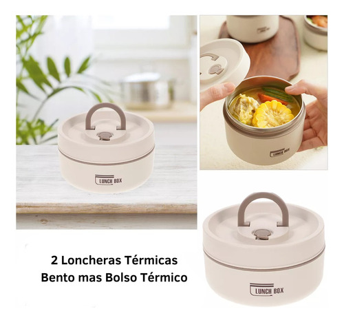 Imagen 3 de 6 de Lonchera Vianda Con Aislamiento Térmico A Prueba De Fugas.-