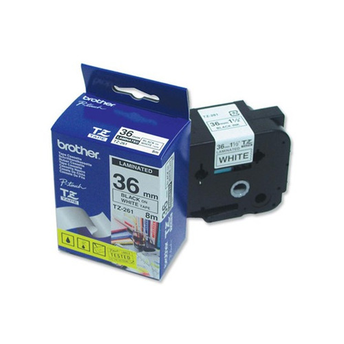 Cinta Brother Tz-261 Negro/blanco 36mm Pt530/300/310b/330