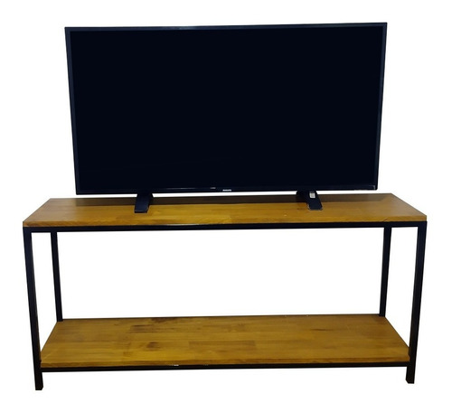 Mesa Mueble Para Tv Led Rack Doble Madera Hierro Moderno