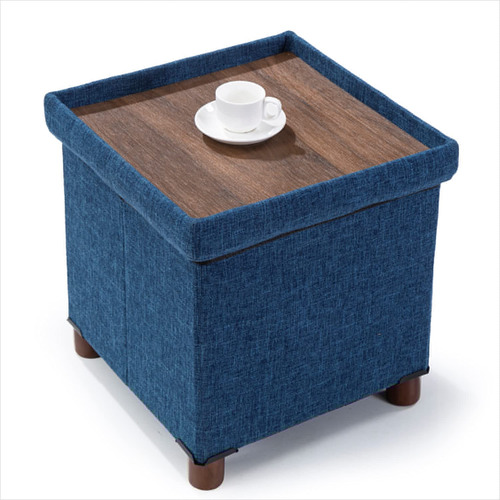 Otomana De Almacenamiento De 15 Pulgadas Con Patas De Madera