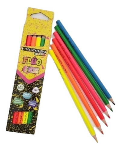 Lapices De Colores Pinturita X6 Fluo Neon