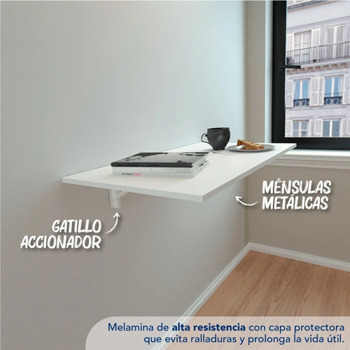 Imagen 2 de 7 de Escritorio Plegable Rebatible Melamina 90x50 Cm Kromo-s