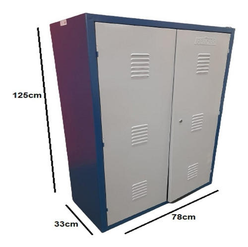 Imagem 2 de 4 de Armario 125x78cm Metal Organizador Com 3 Gavetas Azul Fercar