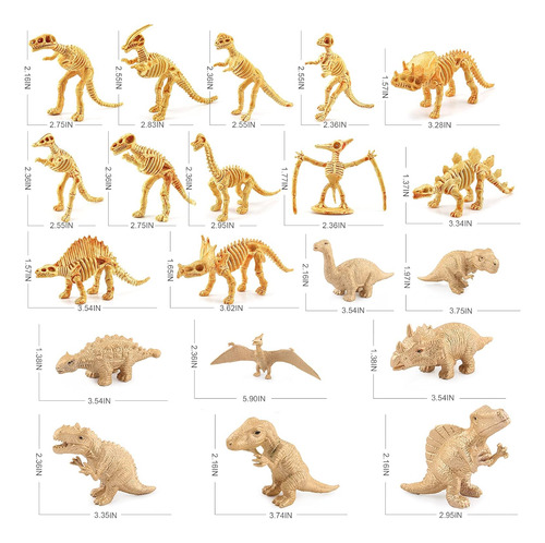 Bretoyin 20pcs Dinosaur Bone Triceratops Mini Gold Dino Para