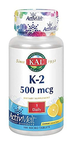 Kal K-2 activmelt, Limón 100 tabs 500 mcg