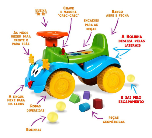 Totokinha Bolinha Motoka Velotrol Triciclo Infanti Bebê Azul