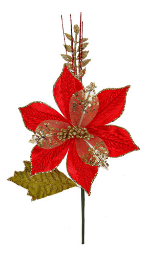Nochebuena Navideña Decoracion Corona Arbol 33cm Mylin 1pz Color Rojo