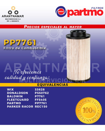 Filtro Combustible  Partmo Pp7761 33628 P550762 Ff5405