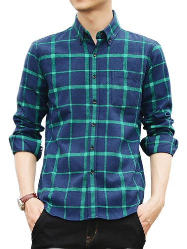 Camisa A Cuadros Para Hombre, Ajustada, Informal, Juvenil, C