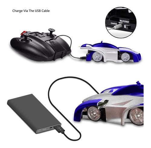 Carro De Pared De Escalada Rc 9920l Con Luz Led, Azul B