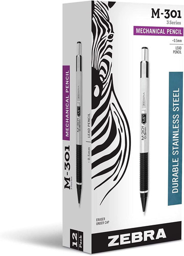 Zebra Pen M-301 Mechanical Pencil, Stainless Steel Barrel, F