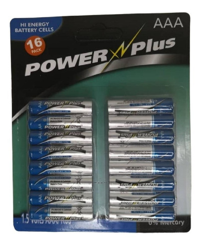 16 Pack De Pilas Triple A Marca Power Plus 0% Mercurio (aaa)