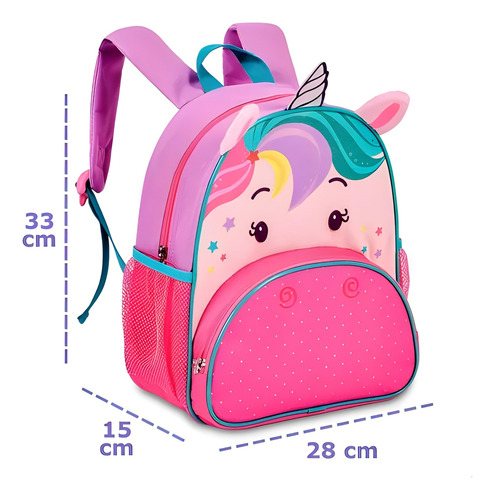Mochila Unicórnio Escolar De Costas Infantil Menina Feminina