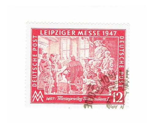 Estampilla De La Feria De Leipzig, 1947.  Jp