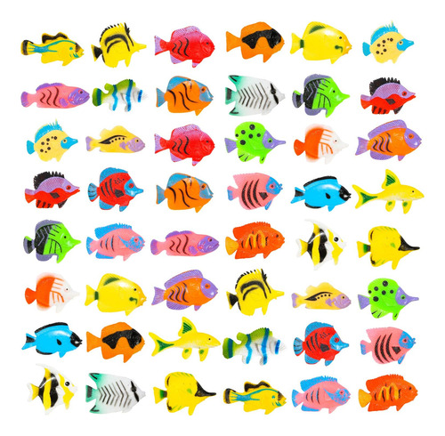 Proloso 48 Pcs Toy Fish Fish Tropical Figura Juego De Plásti