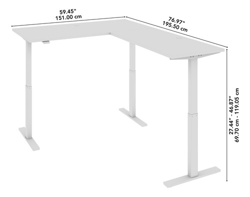 Escritorio De Pie En L Ajustable 152 Cm Mesa Eléctrica Gris