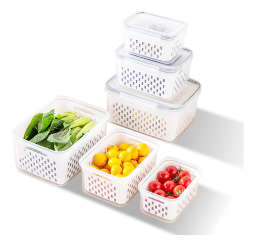3pcs Potes Herméticos Pl¡sticos Organizador Geladeira Cor Azul-claro