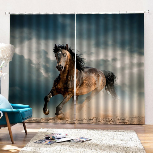 Indow - Cortina Para Cojín, Diseño De Caballo, 150 X 166 C
