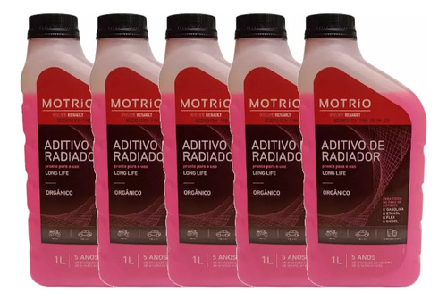 Kit 5 Lts Aditivo Fluido Radiador Linha Renault